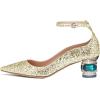 imageFSJ Women Ankle Strap Glitter Sandals Pointed Toe Rhinestone Heels Graceful Shoes Slip On Slingback Dorsay Prom Dress Pumps Size 415 USGold2