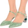 imageFSJ Women Ankle Strap Glitter Sandals Pointed Toe Rhinestone Heels Graceful Shoes Slip On Slingback Dorsay Prom Dress Pumps Size 415 USGreen