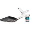 imageFSJ Women Ankle Strap Glitter Sandals Pointed Toe Rhinestone Heels Graceful Shoes Slip On Slingback Dorsay Prom Dress Pumps Size 415 USMesh