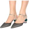 imageFSJ Women Ankle Strap Glitter Sandals Pointed Toe Rhinestone Heels Graceful Shoes Slip On Slingback Dorsay Prom Dress Pumps Size 415 USMesh