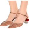 imageFSJ Women Ankle Strap Glitter Sandals Pointed Toe Rhinestone Heels Graceful Shoes Slip On Slingback Dorsay Prom Dress Pumps Size 415 USOrange