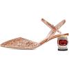imageFSJ Women Ankle Strap Glitter Sandals Pointed Toe Rhinestone Heels Graceful Shoes Slip On Slingback Dorsay Prom Dress Pumps Size 415 USOrange