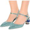 imageFSJ Women Ankle Strap Glitter Sandals Pointed Toe Rhinestone Heels Graceful Shoes Slip On Slingback Dorsay Prom Dress Pumps Size 415 USPastel Green