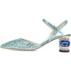 imageFSJ Women Ankle Strap Glitter Sandals Pointed Toe Rhinestone Heels Graceful Shoes Slip On Slingback Dorsay Prom Dress Pumps Size 415 USPastel Green