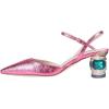 imageFSJ Women Ankle Strap Glitter Sandals Pointed Toe Rhinestone Heels Graceful Shoes Slip On Slingback Dorsay Prom Dress Pumps Size 415 USPink