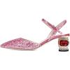 imageFSJ Women Ankle Strap Glitter Sandals Pointed Toe Rhinestone Heels Graceful Shoes Slip On Slingback Dorsay Prom Dress Pumps Size 415 USPink Glitter