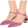 imageFSJ Women Ankle Strap Glitter Sandals Pointed Toe Rhinestone Heels Graceful Shoes Slip On Slingback Dorsay Prom Dress Pumps Size 415 USPink Glitter