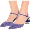 imageFSJ Women Ankle Strap Glitter Sandals Pointed Toe Rhinestone Heels Graceful Shoes Slip On Slingback Dorsay Prom Dress Pumps Size 415 USPurple