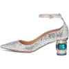 imageFSJ Women Ankle Strap Glitter Sandals Pointed Toe Rhinestone Heels Graceful Shoes Slip On Slingback Dorsay Prom Dress Pumps Size 415 USSilver