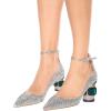 imageFSJ Women Ankle Strap Glitter Sandals Pointed Toe Rhinestone Heels Graceful Shoes Slip On Slingback Dorsay Prom Dress Pumps Size 415 USSilver