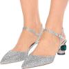 imageFSJ Women Ankle Strap Glitter Sandals Pointed Toe Rhinestone Heels Graceful Shoes Slip On Slingback Dorsay Prom Dress Pumps Size 415 USSilver2