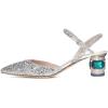 imageFSJ Women Ankle Strap Glitter Sandals Pointed Toe Rhinestone Heels Graceful Shoes Slip On Slingback Dorsay Prom Dress Pumps Size 415 USSilver2