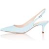 imageFSJ Women Dressy Pointed Toe Pumps Kitten Heel Slingback with Buckle Jeans Ladies Shoes Size 415 USBlue
