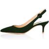imageFSJ Women Dressy Pointed Toe Pumps Kitten Heel Slingback with Buckle Jeans Ladies Shoes Size 415 USDark Green