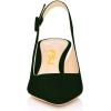 imageFSJ Women Dressy Pointed Toe Pumps Kitten Heel Slingback with Buckle Jeans Ladies Shoes Size 415 USDark Green