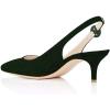 imageFSJ Women Dressy Pointed Toe Pumps Kitten Heel Slingback with Buckle Jeans Ladies Shoes Size 415 USDark Green