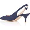 imageFSJ Women Dressy Pointed Toe Pumps Kitten Heel Slingback with Buckle Jeans Ladies Shoes Size 415 USNavy