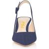 imageFSJ Women Dressy Pointed Toe Pumps Kitten Heel Slingback with Buckle Jeans Ladies Shoes Size 415 USNavy