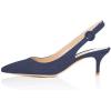 imageFSJ Women Dressy Pointed Toe Pumps Kitten Heel Slingback with Buckle Jeans Ladies Shoes Size 415 USNavy