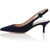 imageFSJ Women Dressy Pointed Toe Pumps Kitten Heel Slingback with Buckle Jeans Ladies Shoes Size 415 USNavysuede