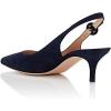 imageFSJ Women Dressy Pointed Toe Pumps Kitten Heel Slingback with Buckle Jeans Ladies Shoes Size 415 USNavysuede