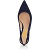 imageFSJ Women Dressy Pointed Toe Pumps Kitten Heel Slingback with Buckle Jeans Ladies Shoes Size 415 USNavysuede