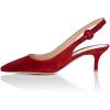 imageFSJ Women Dressy Pointed Toe Pumps Kitten Heel Slingback with Buckle Jeans Ladies Shoes Size 415 USRedsuede