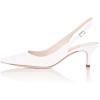 imageFSJ Women Dressy Pointed Toe Pumps Kitten Heel Slingback with Buckle Jeans Ladies Shoes Size 415 USWhite