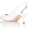 imageFSJ Women Dressy Pointed Toe Pumps Kitten Heel Slingback with Buckle Jeans Ladies Shoes Size 415 USWhite