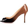imageFSJ Women Flattering Peep Toe Party Dress Shoes Glossy Patent Stiletto High Heel Pumps Size 415 USBronze Gradient