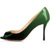 imageFSJ Women Flattering Peep Toe Party Dress Shoes Glossy Patent Stiletto High Heel Pumps Size 415 USEmerald Gradient