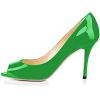 imageFSJ Women Flattering Peep Toe Party Dress Shoes Glossy Patent Stiletto High Heel Pumps Size 415 USGreen