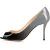 imageFSJ Women Flattering Peep Toe Party Dress Shoes Glossy Patent Stiletto High Heel Pumps Size 415 USGreygradient