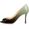 imageFSJ Women Flattering Peep Toe Party Dress Shoes Glossy Patent Stiletto High Heel Pumps Size 415 USHoneydew Gradient