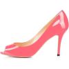 imageFSJ Women Flattering Peep Toe Party Dress Shoes Glossy Patent Stiletto High Heel Pumps Size 415 USHot Pink