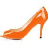 imageFSJ Women Flattering Peep Toe Party Dress Shoes Glossy Patent Stiletto High Heel Pumps Size 415 USOrange