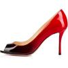 imageFSJ Women Flattering Peep Toe Party Dress Shoes Glossy Patent Stiletto High Heel Pumps Size 415 USRedgradient