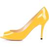 imageFSJ Women Flattering Peep Toe Party Dress Shoes Glossy Patent Stiletto High Heel Pumps Size 415 USYellow