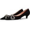 imageFSJ Women Graceful Shiny Bowknot Pointed Toe Flats Low Heel Slip On Casual Daily Walking Ladies Shoes Size 415 USBlack