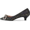 imageFSJ Women Graceful Shiny Bowknot Pointed Toe Flats Low Heel Slip On Casual Daily Walking Ladies Shoes Size 415 USBlack Glitter