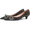 imageFSJ Women Graceful Shiny Bowknot Pointed Toe Flats Low Heel Slip On Casual Daily Walking Ladies Shoes Size 415 USBlack Glitter