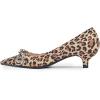 imageFSJ Women Graceful Shiny Bowknot Pointed Toe Flats Low Heel Slip On Casual Daily Walking Ladies Shoes Size 415 USLeopard