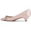 imageFSJ Women Graceful Shiny Bowknot Pointed Toe Flats Low Heel Slip On Casual Daily Walking Ladies Shoes Size 415 USLight Pink