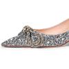 imageFSJ Women Graceful Shiny Bowknot Pointed Toe Flats Low Heel Slip On Casual Daily Walking Ladies Shoes Size 415 USSilver Glitter