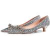 imageFSJ Women Graceful Shiny Bowknot Pointed Toe Flats Low Heel Slip On Casual Daily Walking Ladies Shoes Size 415 USSilver Glitter