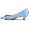 imageFSJ Women Graceful Shiny Bowknot Pointed Toe Flats Low Heel Slip On Casual Daily Walking Ladies Shoes Size 415 USSky Blue