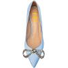 imageFSJ Women Graceful Shiny Bowknot Pointed Toe Flats Low Heel Slip On Casual Daily Walking Ladies Shoes Size 415 USSky Blue