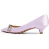 imageFSJ Women Graceful Shiny Bowknot Pointed Toe Flats Low Heel Slip On Casual Daily Walking Ladies Shoes Size 415 USThistle