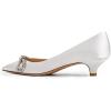 imageFSJ Women Graceful Shiny Bowknot Pointed Toe Flats Low Heel Slip On Casual Daily Walking Ladies Shoes Size 415 USWhite