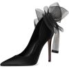 imageFSJ Women Sexy Prom Pointy Toe High Heel Stiletto Pumps Closed Toe Slip On Swallow Tailed Dress Party Shoes 415 USBlack Bowknot